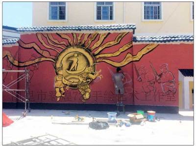 舟溪小學(xué)彩繪假浮雕墻體裝飾藝術(shù)與地坪工程 貴陽文化墻壁畫公司的匠心之作